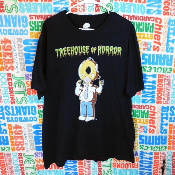 The Simpsons Treehouse Of Horror Donut Homer Graphic T Shirt Size XL Black - Picture 1 of 4